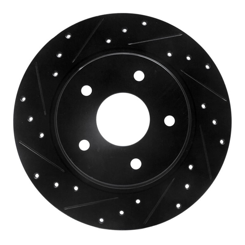 Chrysler Town & Country Brake Rotor (1) - Rear Left - R1 Concepts - Drilled & Slotted - Black - `08-`16